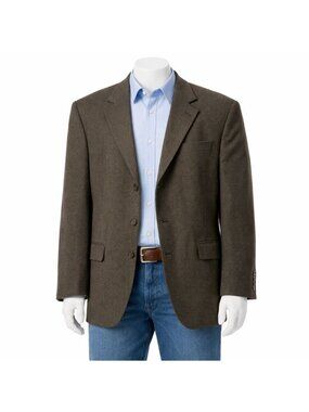 Linea Mens Wool Blazer Size 48T Brown Suit Jacket Classic Made In Canada VTG